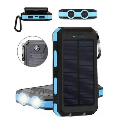 

Waterproof Solar Power Bank 20000mAh 10000mAh Dual USB Travel Portable Solar Mobile Phone Charger Solar Powerbanks For Camping, Black, blue, green, orange, white