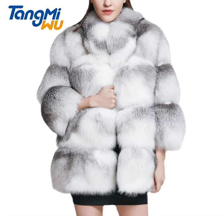 

TMW best grade luxury clothing real natural fur overcoat fox topcoat women ladies outwear furcoat real fox fur coat