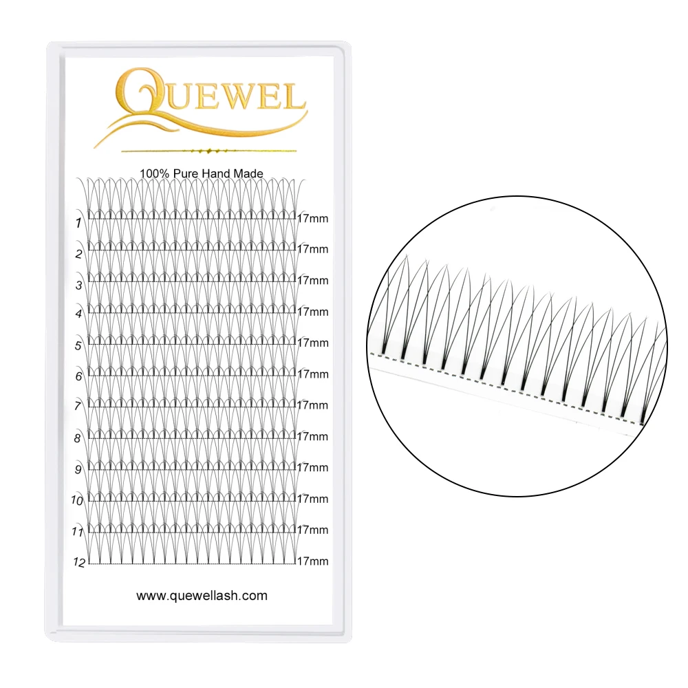 

Quewel Supply Premade Lashes Private Label Custom C D Curl Dark Black Premade Fans Eyelash Extensions, Natural black