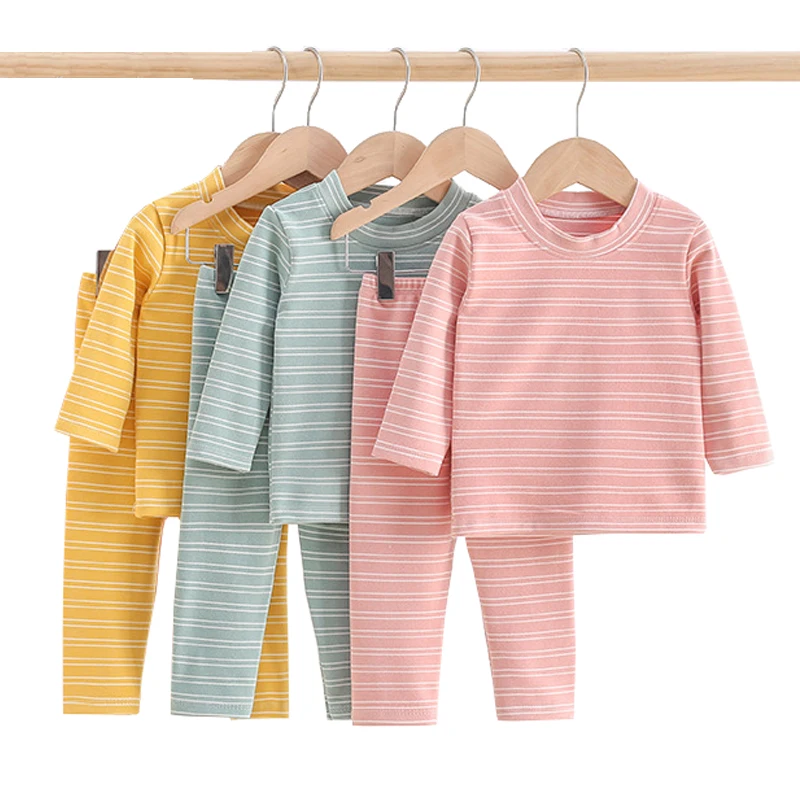 

2021 Fall Boutique Clothes Toddler Clothing Cute Striped Soft Warm Children Two Piece Sets Kid Girls' Clothing Sets, As shown