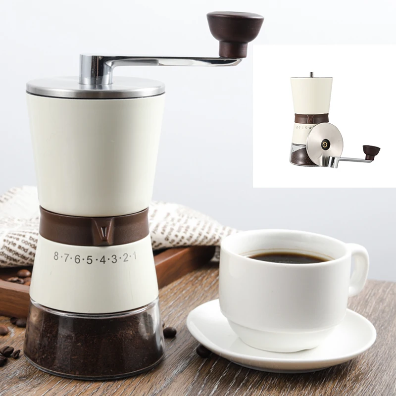 

Commercial Portable Espresso Cafe Coffee Beans Grinder Stainless Steel Conical Ceramic Burr Hand Crank Manual Coffee Grinder