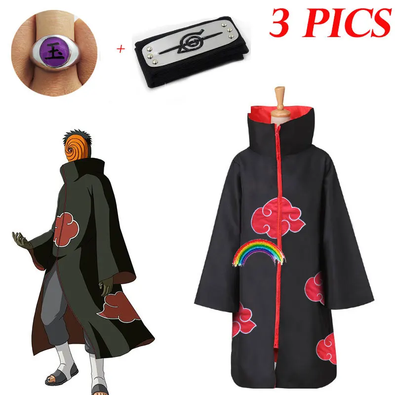 

3 PICS Naruto Costume Akatsuki Cloak Cosplay Sasuke Uchiha Cape Cosplay Itachi Clothing costume Akatsuki ALL MEMBERS 11SETS, Photo