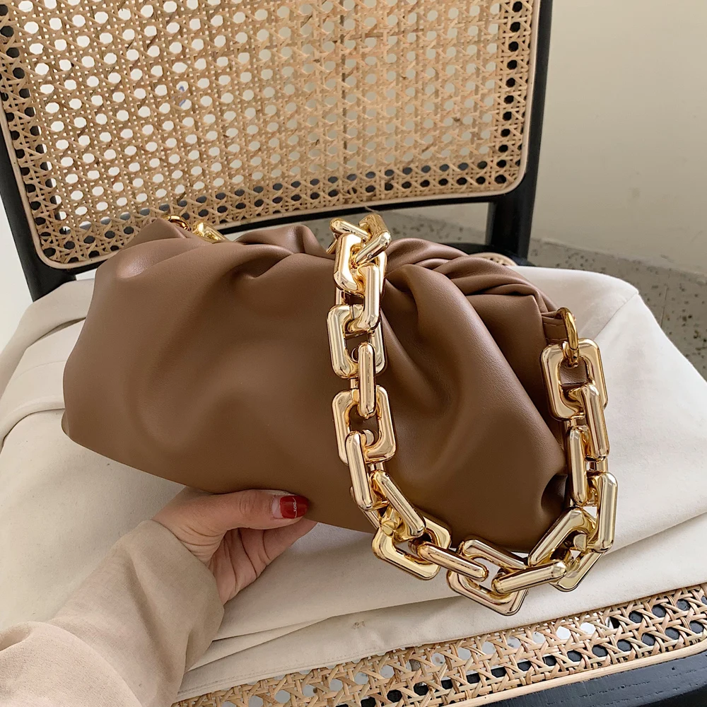 

Women Luxury Designer Cloud Clutch Bag 2021 Hot New Trendy Fashion Ladies Thick Chain Shoulder Bag Soft PU Women Handbag Tote, Customizable