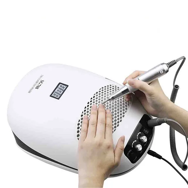

140W 3-IN-1 Nail Dust Vacuum Cleaner & Nail Drill Manicure Machine&UV Lamp Extractor Fan, Red white black