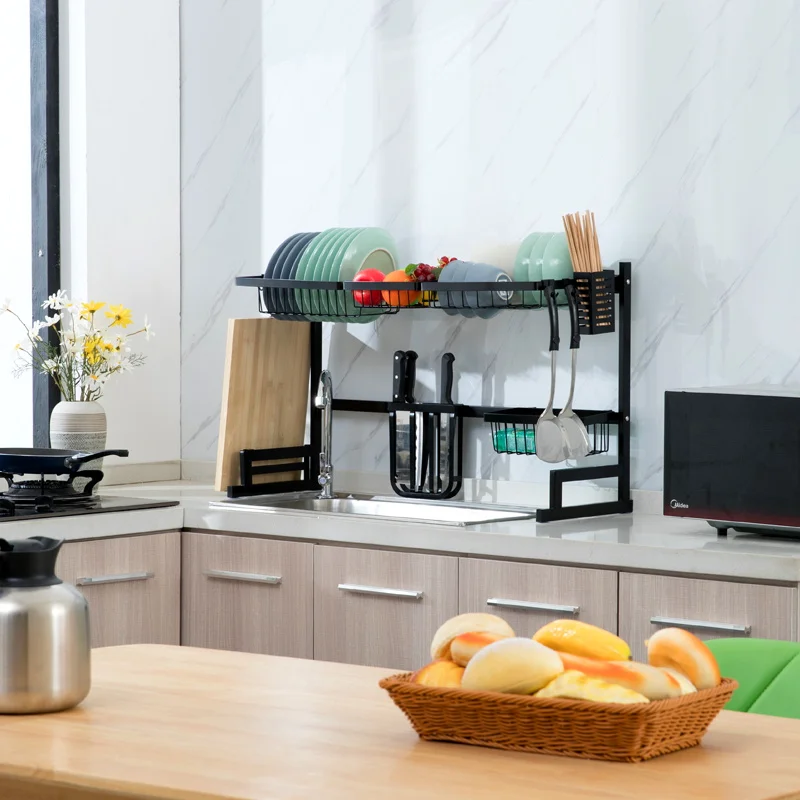 

Original design source manufacturer kitchen black dish bowl rack multi-use stainless steel dishes rack