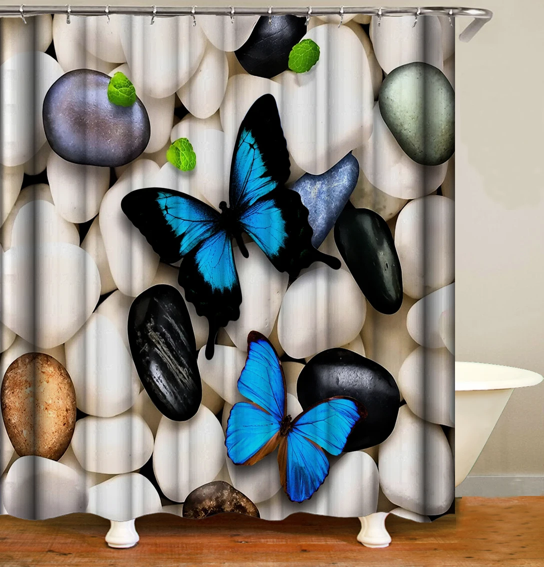 

Custom Shower Curtain Butterfly Printing, Digital Print Waterproof Bathroom Curtain /