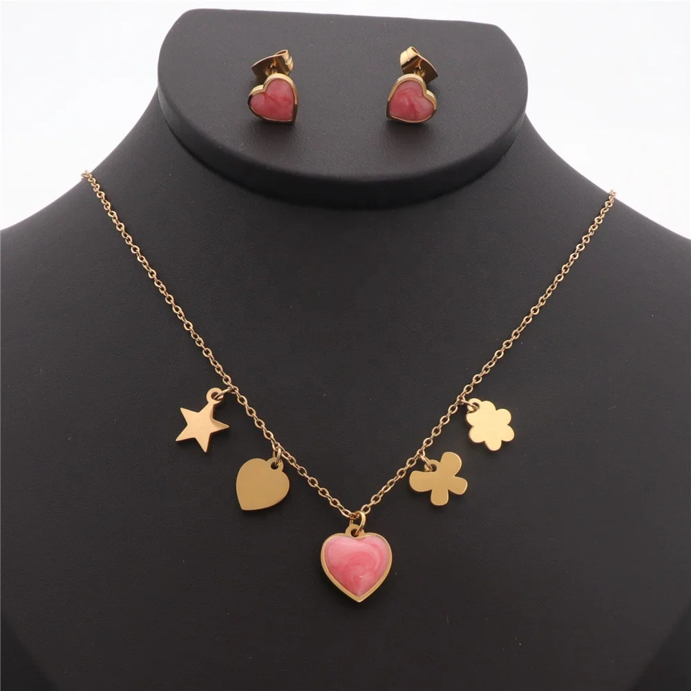 

Girls Heart High End Custom Women Element Jewelry Brazilian 18K Luxury Jewelry Sets Gold Plated