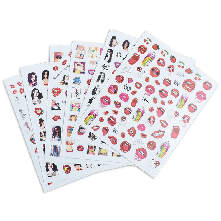 

JOYFUL 2021 New Arrivals 3D Valentine Nail Art Stickers Lips Heart lovely Nail Art Decorations Decals, Picture shows