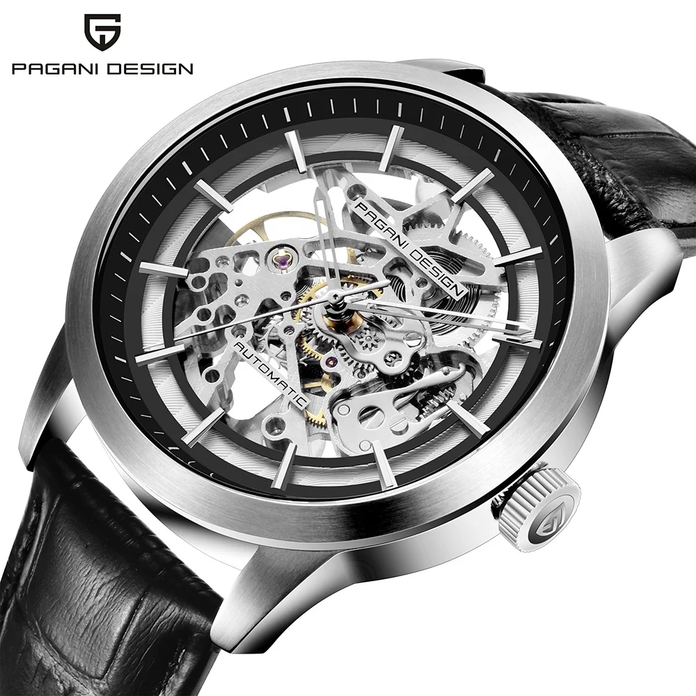 

PAGANI DESIGN Brand Hot Sale 2019 Skeleton Hollow Leather Men's Wrist Watches Luxury Mechanical Male Clock New Relogio Masculin