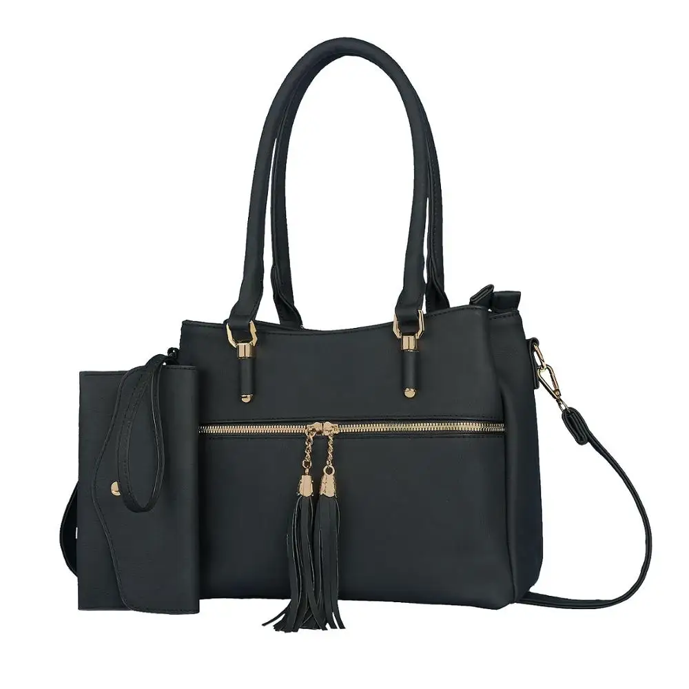 

2021 New Designer Pu Leather Purses and Handbags for Women 2pcs sets, Black