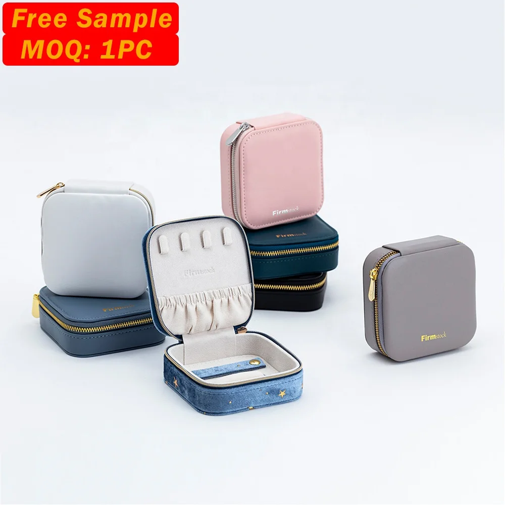 

Artificial Leather Jewelry Storage Box High Quality Mini Jewellery Organizer Box Custom Travel Portable Jewelry Case With Logo, Pink, customized