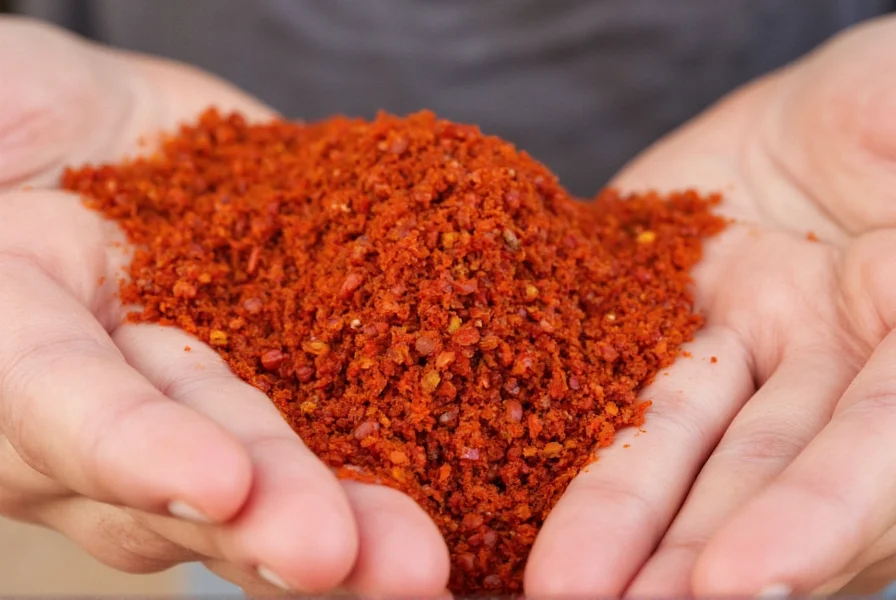 Spicy pasta dish with crushed red chili pepper