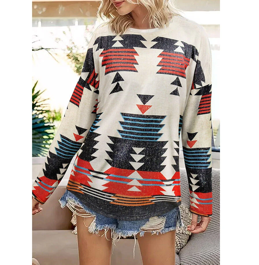 

Casual Pullover Aztec Sweatshirts Long Sleeve Hoodies