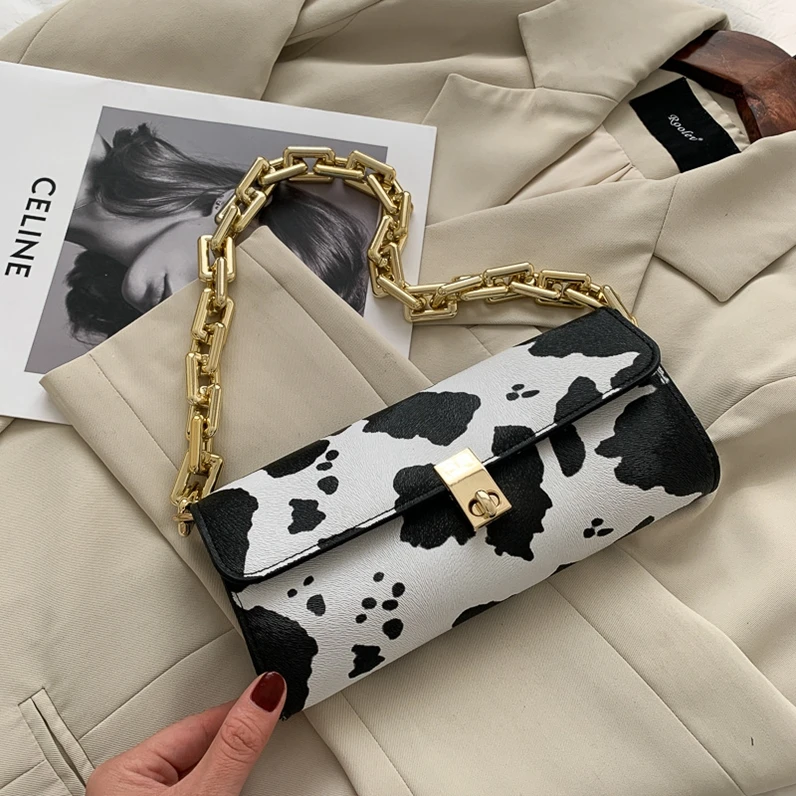 

XP1566 Underarm Bags New Trendy Fashion Shoulder Cow Pattern Shoulder Chain Bags