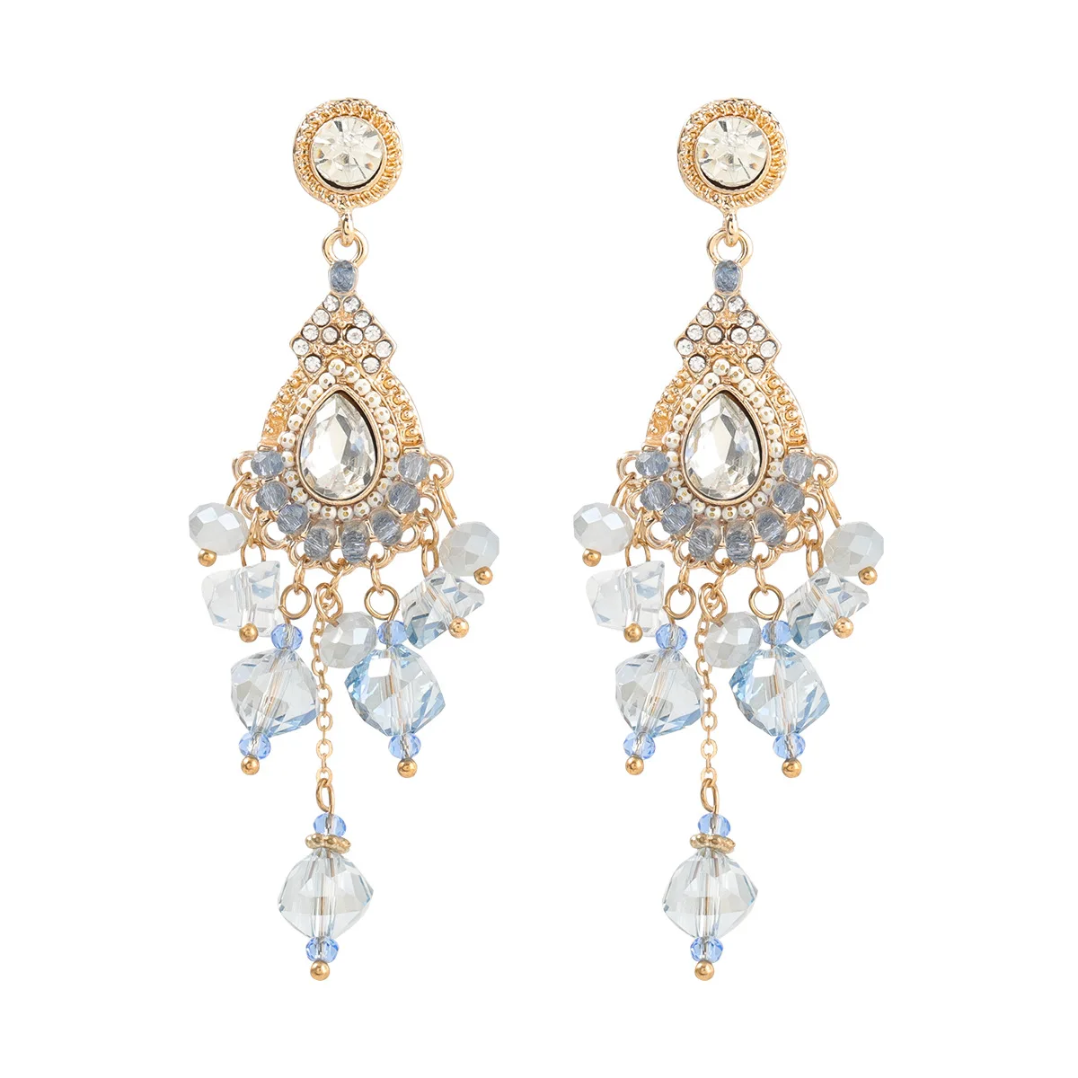 

Wholesale Vintage Retro Purple Crystal Rhinestone Tassel Dangle Earrings For Lady