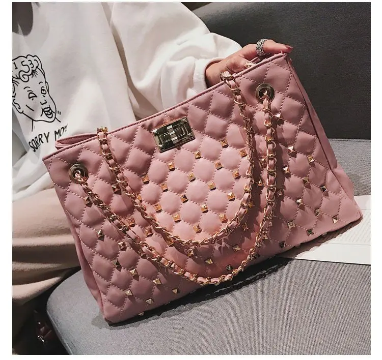 

Fashion Lady PU Leather Handbag Big Capacity Luxury Handbag Women Crossbody Bag with Chains Shoulder