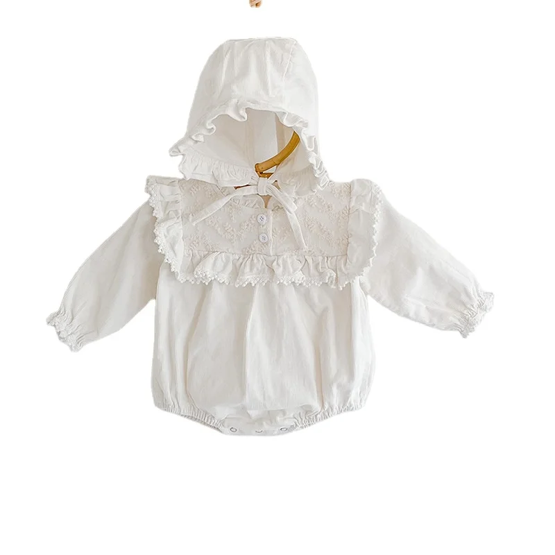 

High Quality Cotton Long Sleeves Rompers White Hat Toddler Baby Clothes Wholesale