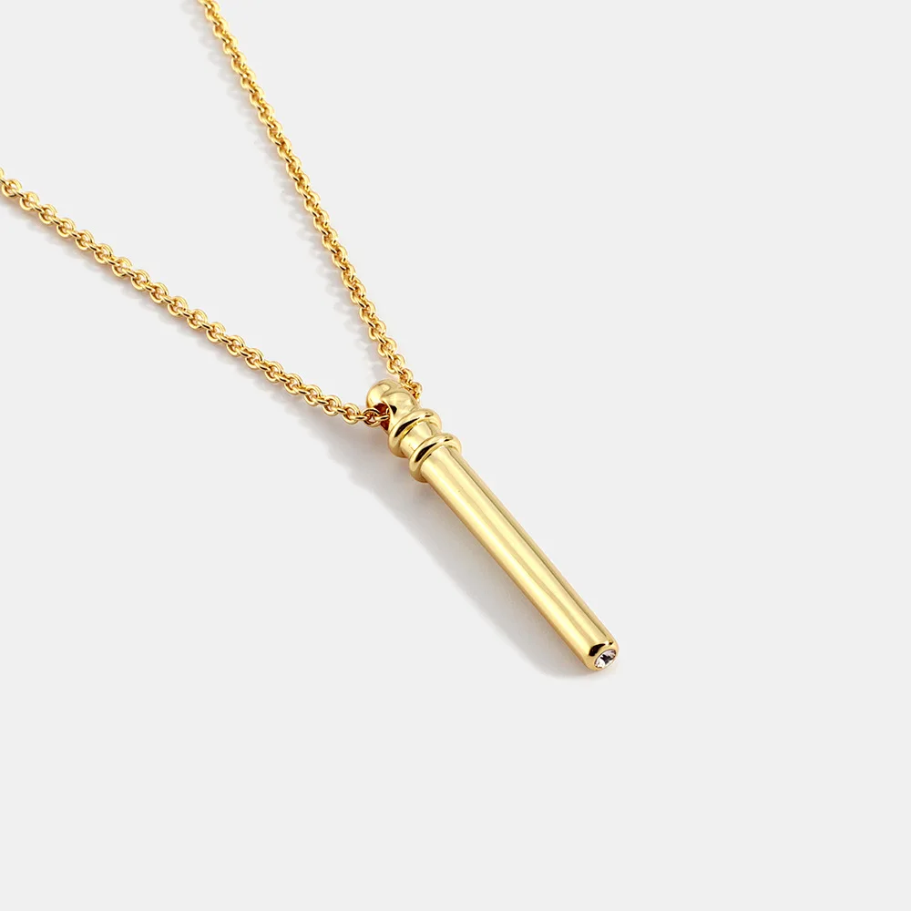 

Minimalist Design Bamboo Pendant Necklace 14K Gold Plated Bar Link Chain Necklace For Woman Gift