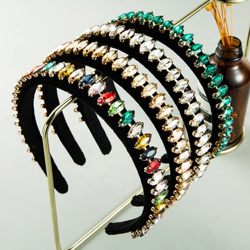 

Luxury Crystal Beaded Crystal Hair Band Fashion Women Handmade Hair Accessories Headwear Pearl Headband, Picture shows