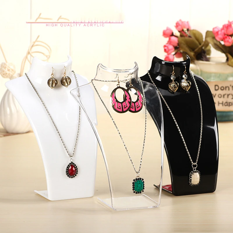 

3 Colors Acrylic Mannequin Necklace Jewelry Pendant Display Bust Holder Stand Show Rack