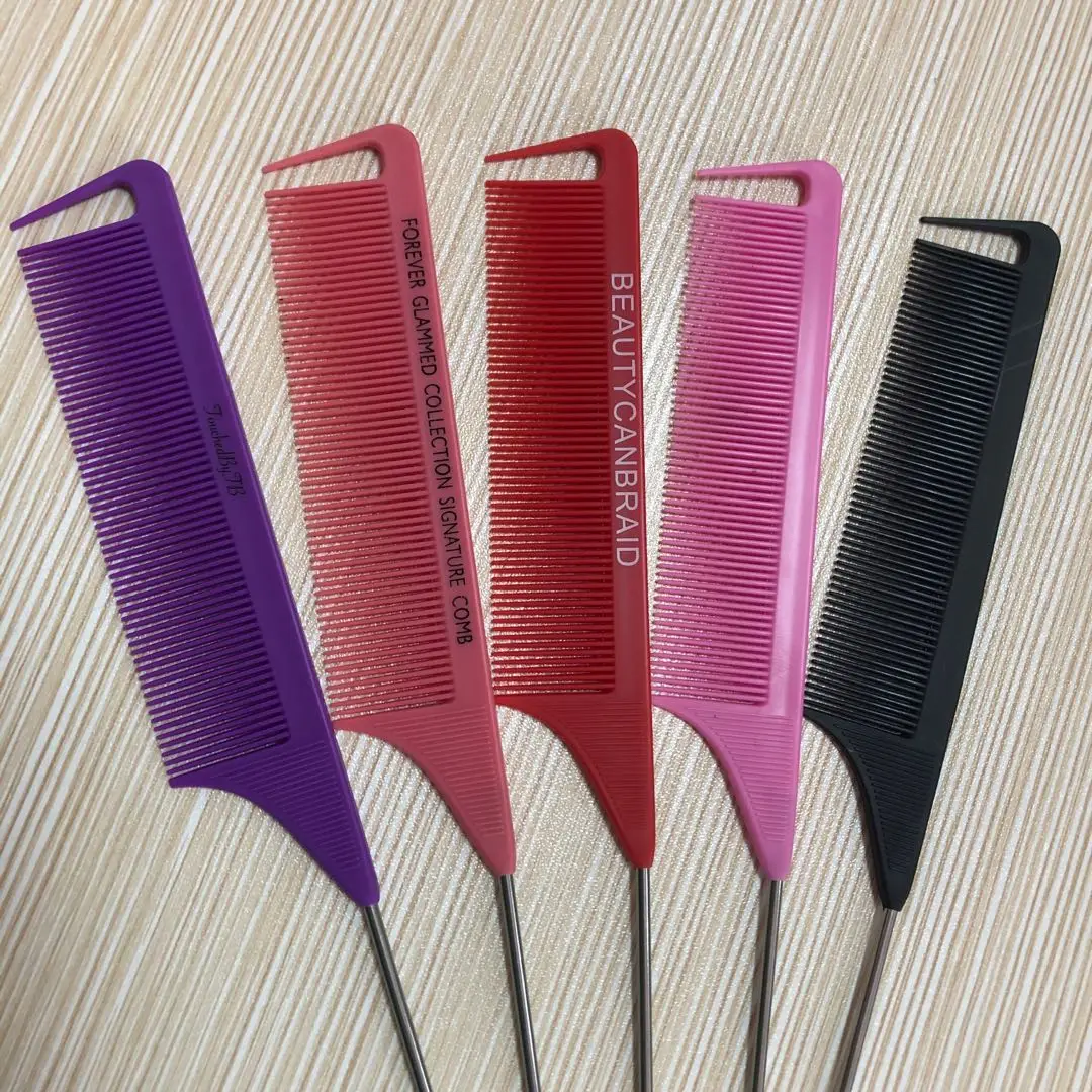 

Retractable Pintail Combs Metal Rat Tail Hair Combs for Women Styling, Parting Highlighting Teasing Comb, Customized color