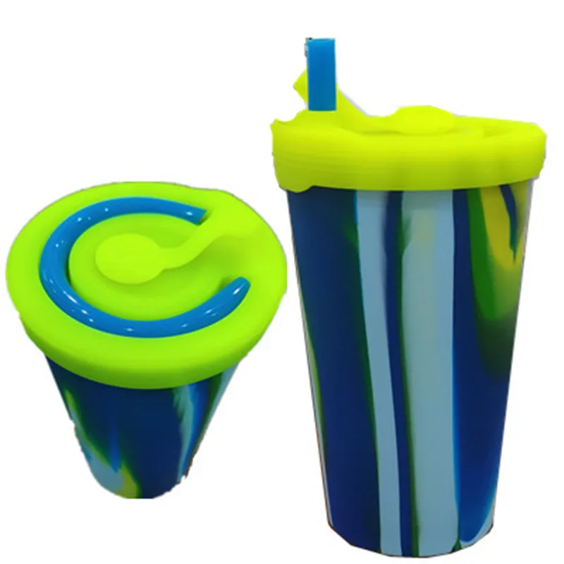 

BPA Free Silicone Wine Glass with Lid Unbreakable Coffee Mug Cup Travel Mug with Straw Cups & Saucers Customized Logo Acceptable