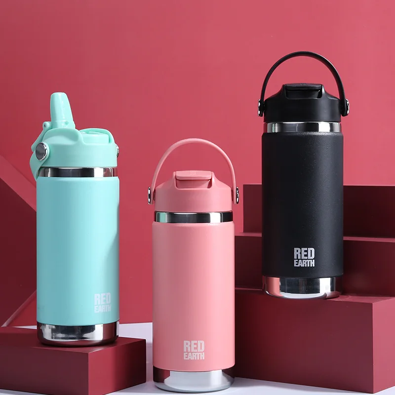 

GiNT 550ml Flip-open Straw SUS316 Thermal Flask Insulated Water Cup Vacuum Water Bottle with TPE Handle