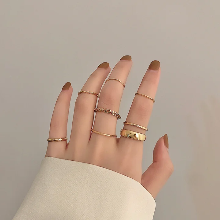 

Fashion finger ring seven piece set hip hop index girl ring set luxury ring sets