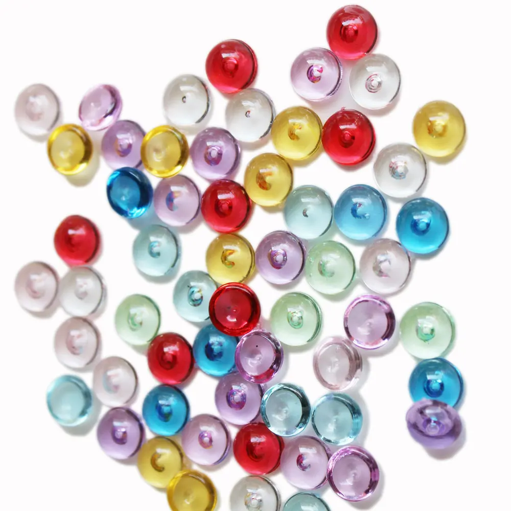 Wholesale 7mm Fishbowl Beads Crystal Acrylic Stone Slime Filling DIY Craft Flat Round Transparent Beads