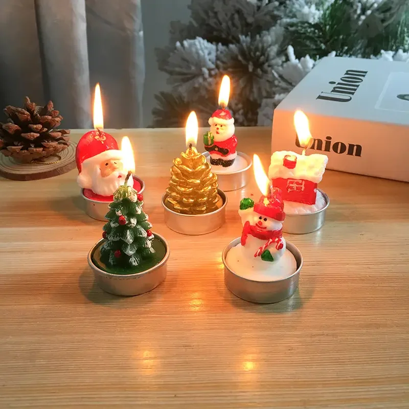 

Christmas Candles Santa Snowman Xmas Tree Paraffin Gift Box Party Christmas Decoration 2023 New Year Candles Home Decor