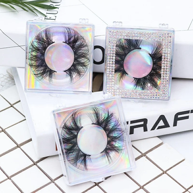 

9 colors bling diamond square lashes boxes 1000+ styles 3D 5D quality 25mm mink lashes vendor, Natural black