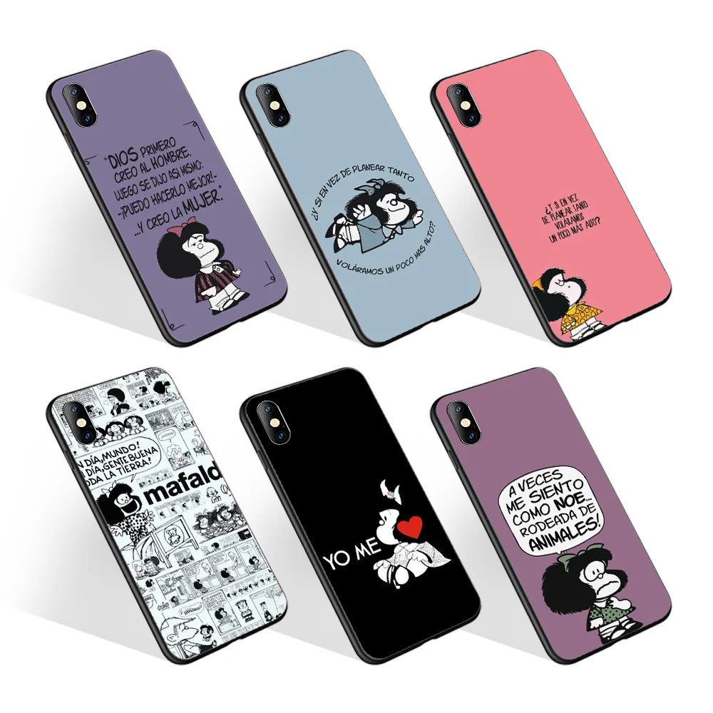 

Cartoon Factory Best Selling Mafalda Black Soft TPU Cell Phone Cover For Samsung S21 Plus 5G For Vivo S7t