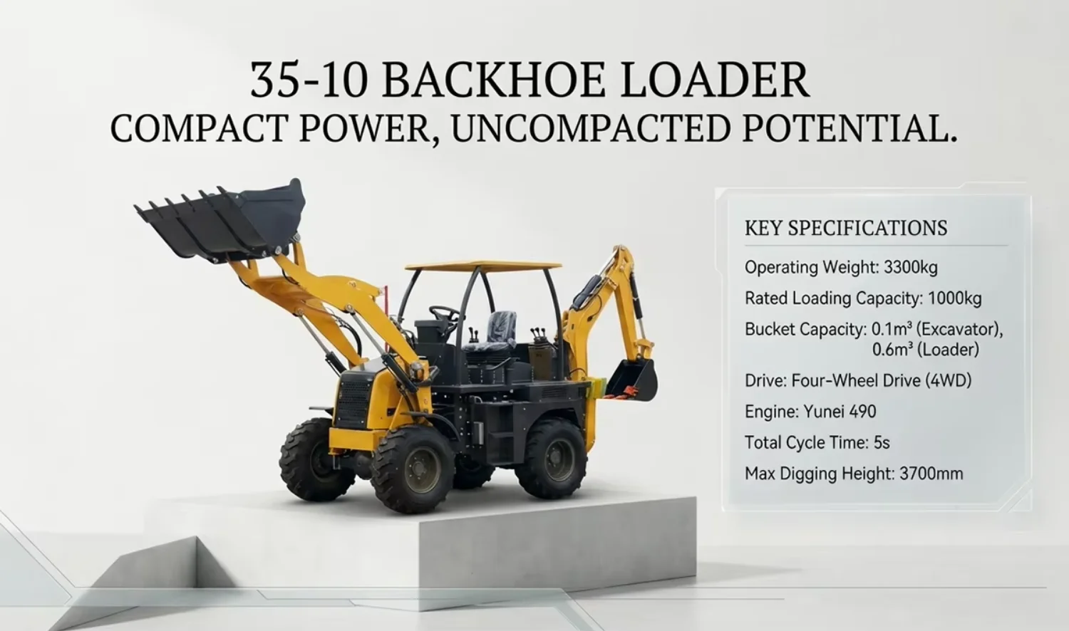 Mini Backhoe Loader Excavator 4 Wheel Drive Diesel Engine Earth Moving Machinery with 1 Year Warranty for Construction Sites