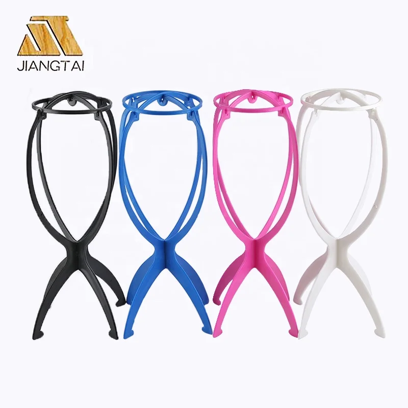 

Portable Folding Plastic Wig Stand Holder wholesale, Black,white,blue,pink