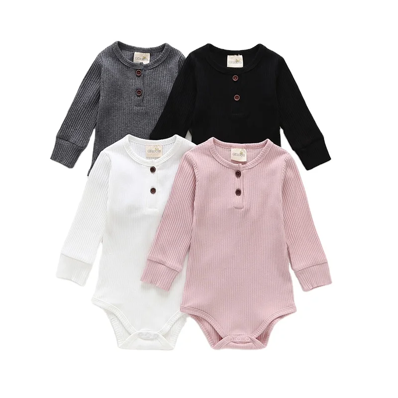 

most popular ribbed cotton rompers OEM baby blank candy color rompers baby clothes, Pink, gray,black,white