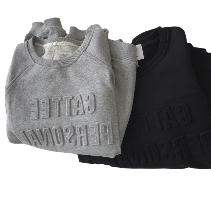 

Custom high quality street wear emboss sweatshirt embossed logo crewneck sweater