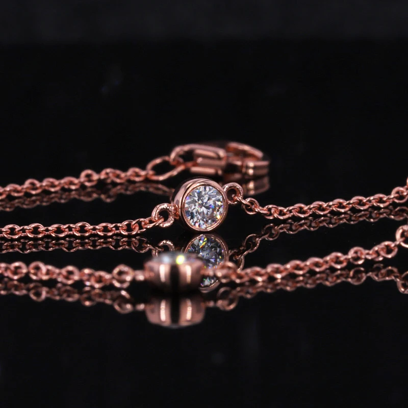 

Starsgem bracelet DEF 0.1ct round brilliant cut moissanite 14k rose gold bracelet