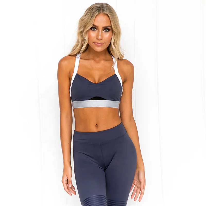 

Wholesale Fitness Vest Yoga Clothing Print Splicing Sport 2 Piece Suit For Women, 1 color