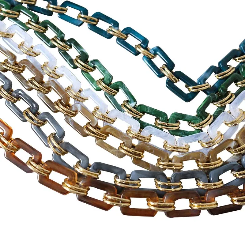 

2021 polyester acetic acid ladies fashion plastic acrylic bag accessories link chain for handbags bag handle resin chain, Transparent