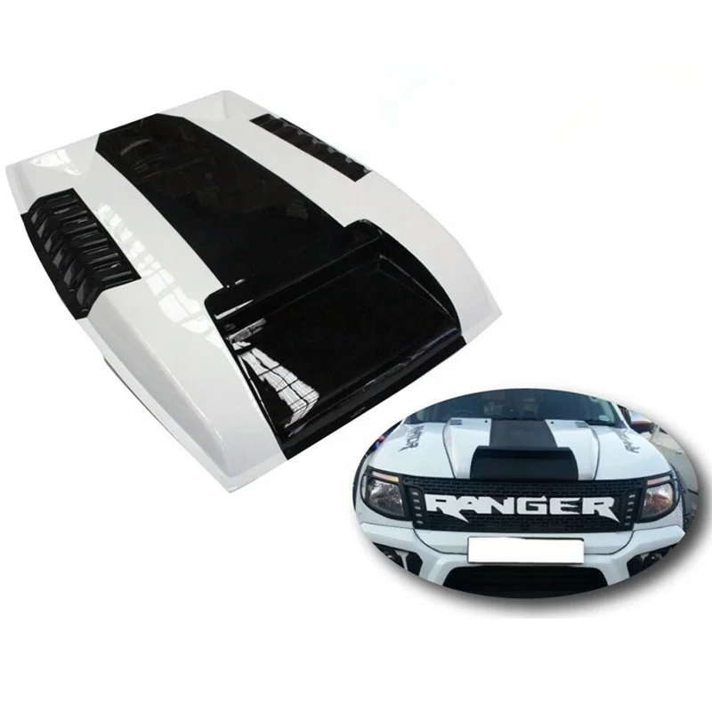 

Bonnet Scoop Cover Suit For Ranger Raptor Style 2011 2012 2013 2014 2015 PX1(BLACK+WHITE)