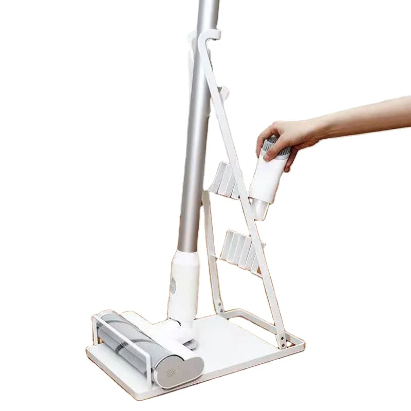 

Convenience does not take up space household tilting mop broom vacuum cleaner storage bracket shelves, Black, white,