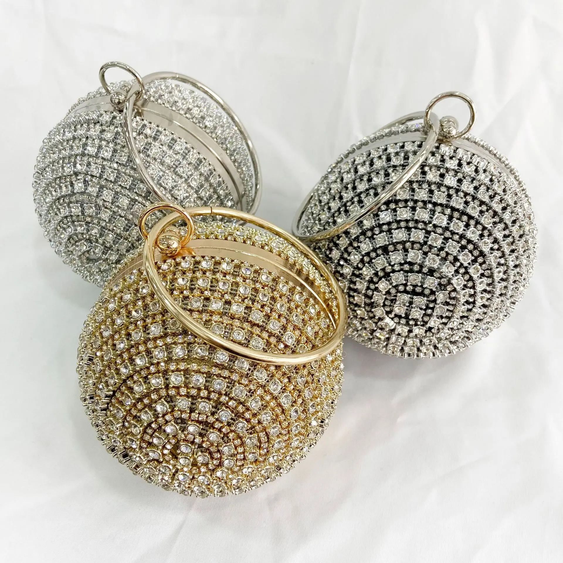 

Hot sell diamond bags girls party hand bag for ladies evening round handbags young woman luxury purses