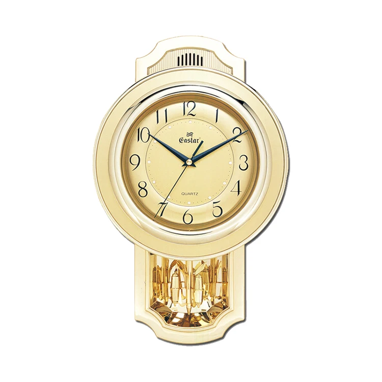 
European style living room beautiful golden swing music Amazon hot-selling high-quality cheap wall clock 