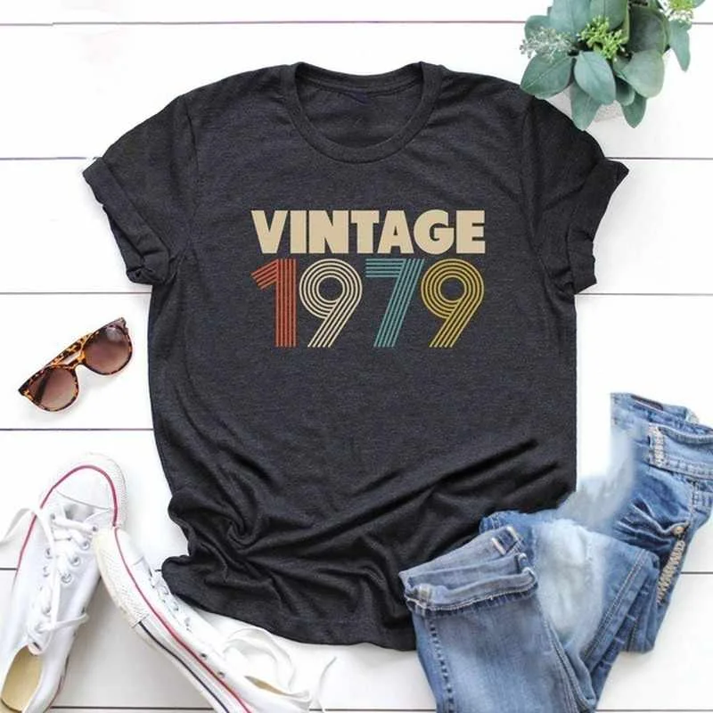 

VINTAGE 1979 Letter Print T Shirt Women Short Sleeve O Neck Loose Tshirt Summer Women Tee Shirt Tops Camisetas Mujer