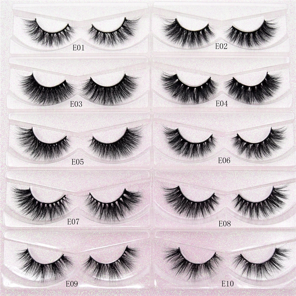 

Mink Lashes 3D Mink Eyelashes 100% Cruelty free Lashes Handmade Reusable Natural Eyelashes Wispies False Lashes Makeup E series, Black color