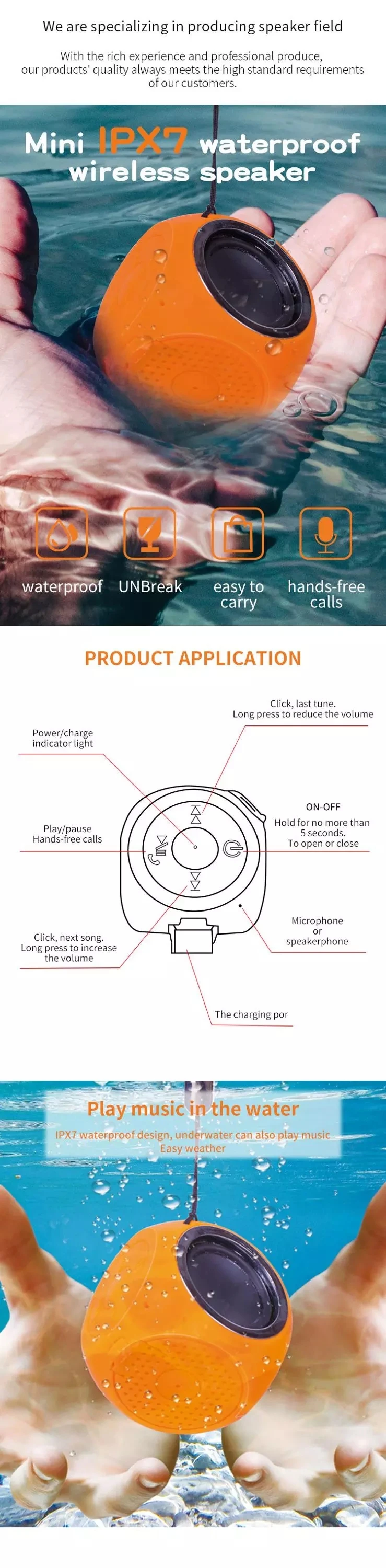 Portable Small Colorful Outdoor IPX7 Sucker Wireless Waterproof Speaker - ANKUX.COM