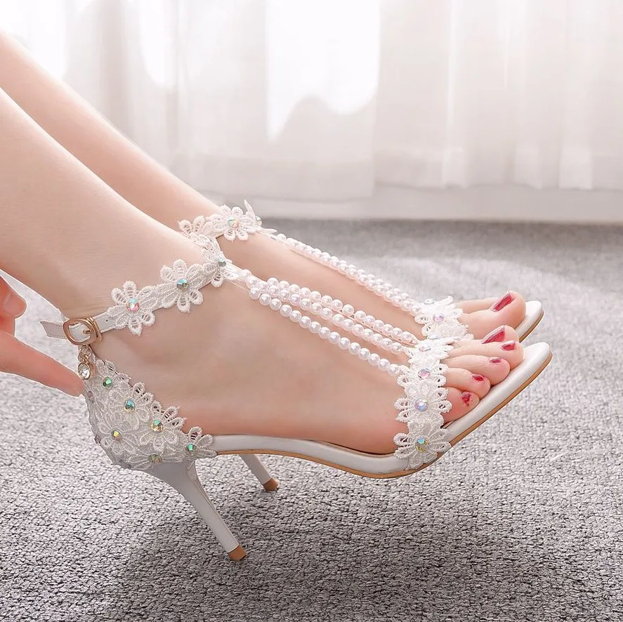 

thin heel 7cm women high heel sandals wedding shoes for bride