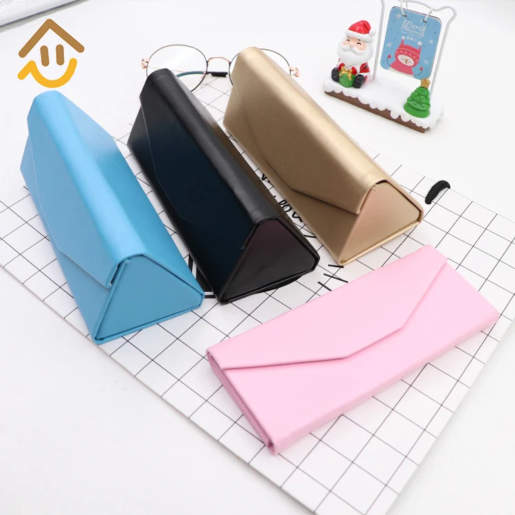 

Simple style foldable sunglasses case pu covered surfaces Durable spectacle case