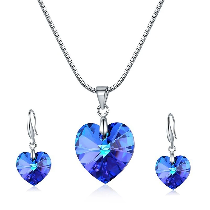 

Hermosa Crystal from Austria Sets LOVE Heart Necklace Drop Earrings for Women Jewelry Sets Christmas gift Sets wholesalers, Bb/vm