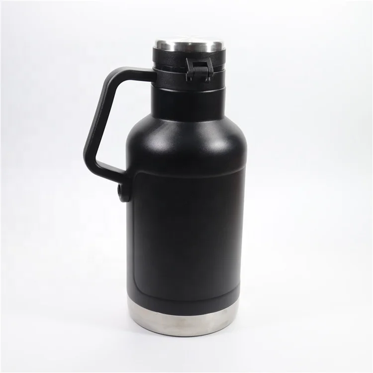 

Black 1.9 L 2L Vacuum Insulated Double Walled Stainless Steel Beer Bottle Growler